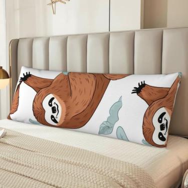 Imagem de Capa de travesseiro de corpo preguiça marrom ultramacia fronha longa respirável e sedosa com zíper decorativo roupa de cama fronha corporal para adultos, 51 x 137 cm