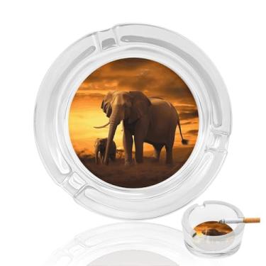 Imagem de Cinzeiro de cristal de elefante, cinzeiro redondo de vidro resistente para fumar, portátil, decorativo, moderno, para uso em casa, escritório, interior, exterior, pátio