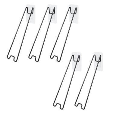 Imagem de Crapyt 5 peças de suporte de moldura adesiva, 23 cm × 5,5 cm de cavalete de metal preto com autoadesivo para exibição de fotos, para porta-retratos de 30 cm a 46 cm de altura