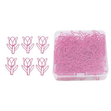 Imagem de GLOGLOW 80pcs Flower Shaped Paper Clips Material Escolar Material de Escritório Casa Ferro Metal Galvanizado Mini Clipes para Organizar Arquivos Bookmarks Fotos (Rose Red)