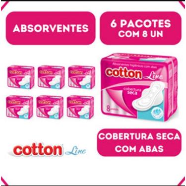Imagem de Absorvente Cotton Cobertura Seca - Com Aba - Kit 6 - 8 Un