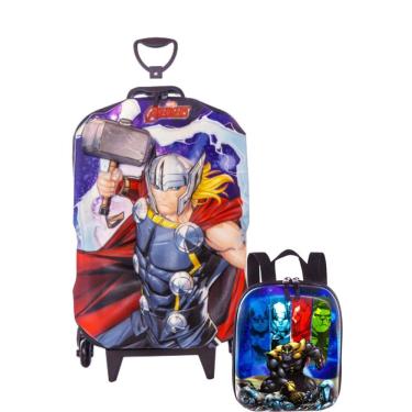 Imagem de Mochila Rodinha Tripla Lancheira Thor Avengers 3D Maxtoy