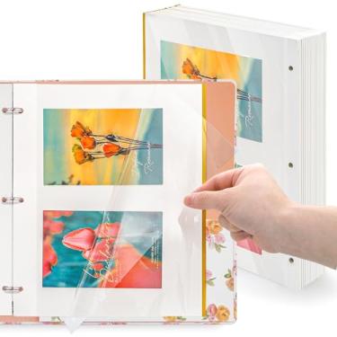 Imagem de Elsjoy 100 folhas, 200 páginas, 28 x 23 cm, refil de álbum de fotos, páginas autoadesivas para fichário de 3 anéis, folhas de álbum de fotos dupla face