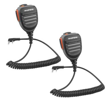 Imagem de BAOFENG Microfone de rádio, microfone de polícia de ombro remoto UV-5R BF-F8HP 5RM UV-21R K5PLUS UV-17R TIDRADIO TD-H3 TD-H8 Quansheng UV-K5 microfone de alto-falante portátil walkie talkie (cinza x