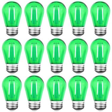 Imagem de Lâmpadas LED String GUILEDUO S14 2W verdes, pacote com 15