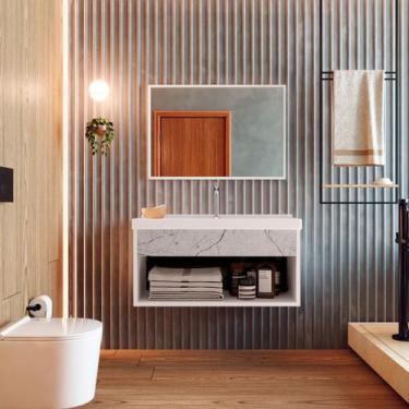 Imagem de Gabinete Nicho Suspenso com Espelheira para Banheiro com Lavatório Bet