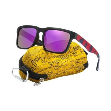 Imagem de Óculos de Sol Polarizados Pretos Foscos Masculinos - Com Estojo e Hast