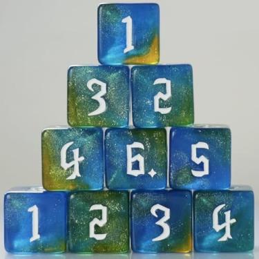 Imagem de 10 PC D6 dice 16mm Acrylic Dice Set for RPG MTG DND Dice Table Games and Board Games (Blue+Coffee)