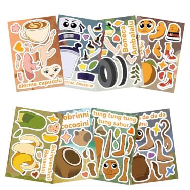 Imagem de Funny Italian Brainrot Animal Stickers for Kids - 24 Sheets Make Your Own AI Animals, Animal Make a Face Stickers, Classroom Rewards, Art Craft Party Supplies (Italy)