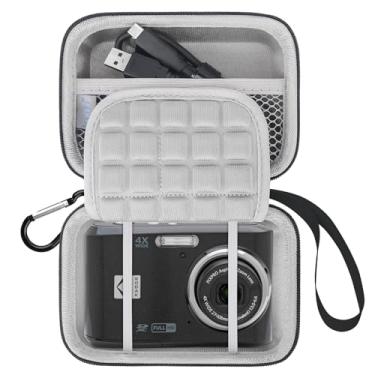 Imagem de Lacdo Bolsa para câmera compatível com KODAK PIXPRO FZ55 /FZ45/FZ53/FZ43 16MP Vlogging Digital Camera, bolsa rígida de EVA para armazenamento e proteção da câmera, bolso de malha para baterias, Cinza