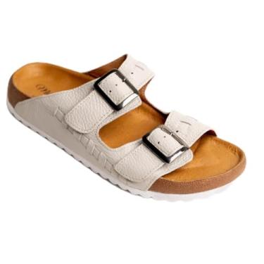 Imagem de Mexico en la Piel Sandálias masculinas de couro Huarache feitas à mão – rasteiras, fecho ajustável com fivela dupla, design de bico aberto, sola de EVA, sapatos casuais e confortáveis para uso diário,