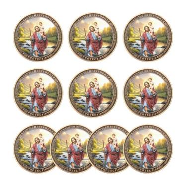 Imagem de Saint Christopher Protection Medal for Safe Travel Driving, St. Christopher Challenge Coin Religious Prayer Pocket Token for Traveler Safe Journey Christian Gift (Pack of 10)