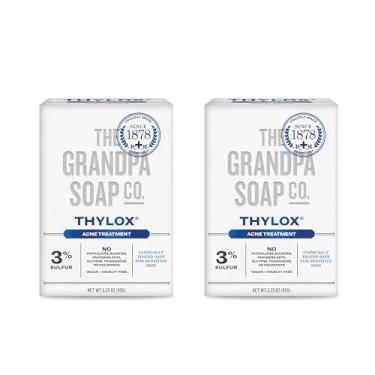 Imagem de The Grandpa Soap Co. Sabonete em barra de tratamento para acne Thylox - com 3% de enxofre natural - Previne e elimina fugas - Para peles propensas a acne - Seguro para peles sensíveis - 92 g (pacote