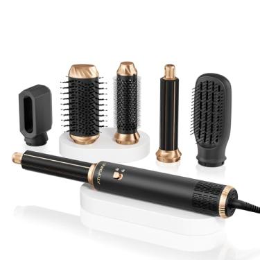 Imagem de Atopskins Conjunto de escova para secador de cabelo 6 em 1 e modelador de ar quente, escova de secador de cabelo iônica negativa, ferramentas de modelagem de cabelo para secagem rápida, alisamento e