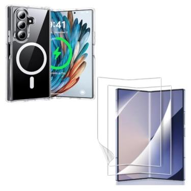 Imagem de Kit Capa Magnética para Samsung Galaxy Z Fold 7 + Película Dupla Tela Inteira HD Hidrogel [Compatível com MagSafe][Carregamento Wireless]