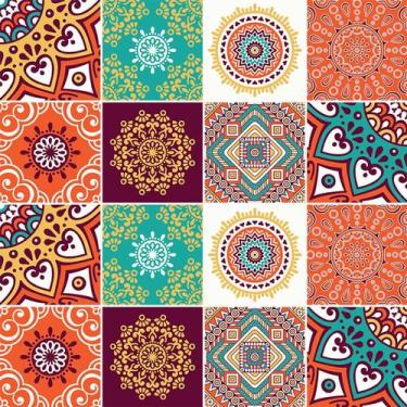 Imagem de Adesivo de Azulejo - Ladrilho Hidráulico - 15cm x 15cm - 16un - 356Azm