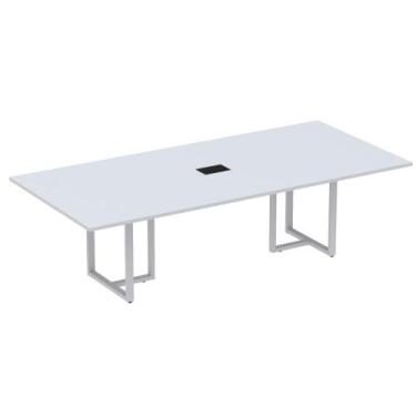 Imagem de Mesa de Reunião com Caixa de Tomada Retangular 260 x 120 cm Pé Tubular