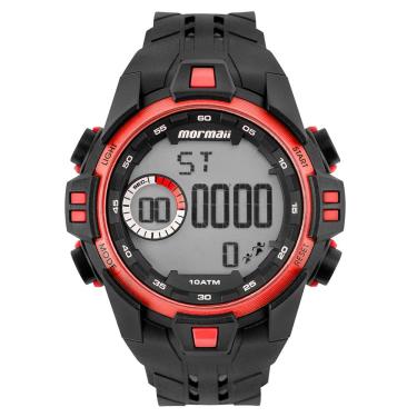 Imagem de Relógio MORMAII masculino anadigi preto vermelho MO04120/8R