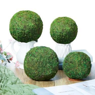 Imagem de Maasechs 4 bolas de musgo verdes grandes bolas de musgo artificiais para vasos de primavera para primavera, casa, casamento, jardim, quinta, mesa de outono, decoração interna e externa (19 cm, 15 cm)