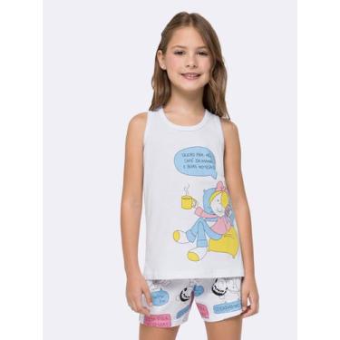 Imagem de Pijama Regata Infantil Bia bate papo - Veggi, Branco, 8, Meninas