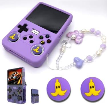 Imagem de Capa protetora de silicone DIY para console de jogos portátil R36S com cordão e capa de botão para presente