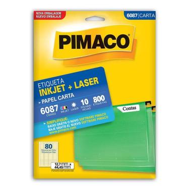 Imagem de Etiqueta inkjet/laser carta 6087 com 10 folhas Pimaco