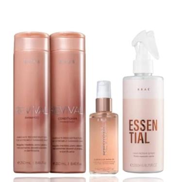 Imagem de Kit BRAE Revival Shampoo Condicionador 250ml Shine Oil 60ml Essential 260ml