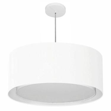 Imagem de Lustre Pendente Cilíndrico Duplo Vivare Md-4298 Cúpula Em Tecido 60x30cm - Bivolt Branc...