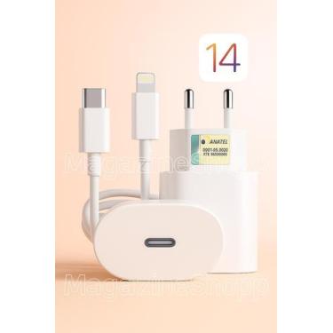 Imagem de Kit 2 Carregador Fonte De Parede Turbo 20w Tipo C Cor Branco Cabo Comp