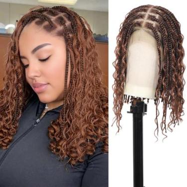 Imagem de Peruca Kalyss Boho trançada 30 cm HD com renda frontal 13x8 marrom fem