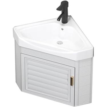 Imagem de Pia De Banheiro De Montagem Em Parede, Armário De Vaidade Do Banheiro, Pia De Vaso De Cerâmica, Pia De Canto Pequena, Pia De Vaso Branco, Pia De Banheiro E Conjunto De Com, Black, 37X48cm