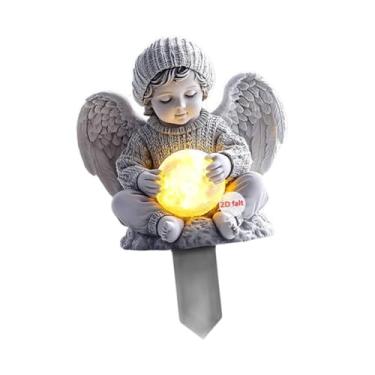 Imagem de Esquirla Enfeite de estaca de jardim de anjo acrílico decoração de quintal fofo placa 2D acessórios de jardim de fadas para festa caminho pátio de, a