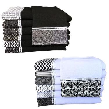 Imagem de Pano De Prato Pé de Galinha Minimalista Preto/Branco Misto 20 unidades