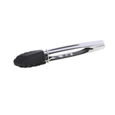 Imagem de Jogo 2 Pegadores Salada Inox Silicone Preto 18 cm Mimo Style