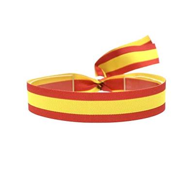Imagem de Pulseira de tecido com bandeira da Espanha com capacidade ajustável para mulheres ou homens. 15 mm de largura, poliéster