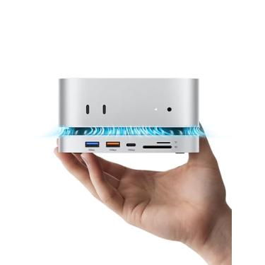 Imagem de MOVE SPEED Base Mac mini M4 com SSD NVMe de 1 TB, hub de suporte de alumínio 10 em 1, USB-C/A de 10 Gbps, HDMI 4K60Hz, leitor SD/TF, design vertical que economiza espaço