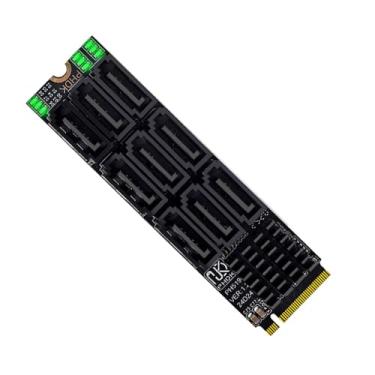 Imagem de Cablecc 6Gbps NVME M-Key PCI Express NGFF M.2 para 9 portas SATA 3.0 conversor adaptador cartão de extensão de disco rígido 2280 para computador NAS