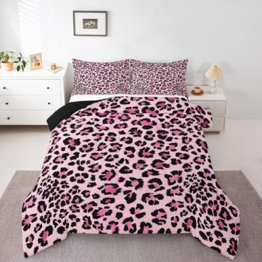 Imagem de Feelyou Conjunto de edredom solteiro com estampa de animal rosa, safári respirável, para meninos e meninas, para crianças, adolescentes, adolescentes, meninas, conjunto de edredom de zebra