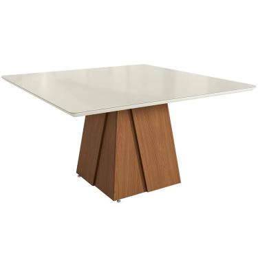 Imagem de Mesa Quadrada Kappesberg CSJ1562 de Vidro, Off White e Canela, 135 cm