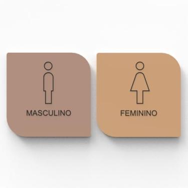 Imagem de Placa de Sinalização Banheiro, Masculino e Feminino