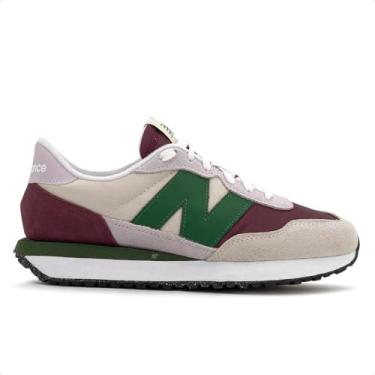 Imagem de Tênis New Balance 237 V1 Feminino (34, Creme/Bordô) Tamanho 34