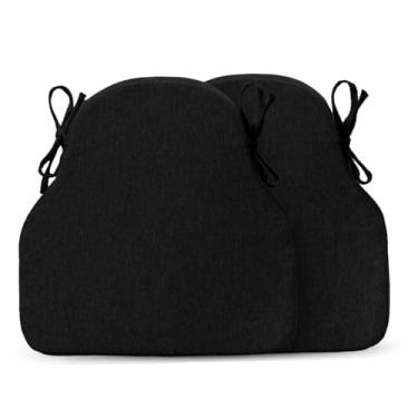 Imagem de Conjunto de 2 almofadas de cadeira de cozinha, almofadas de assento para cadeiras de jantar, fundo antiderrapante, em forma de U, laços, banquinho de bar de espuma de alta resiliência, casa de fazenda