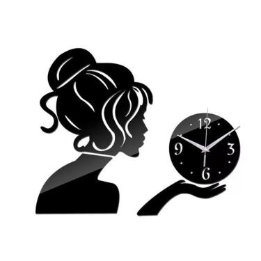 Imagem de Relógio Acrílico Parede Decorativo Sala Mulher Prata