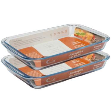 Imagem de Kit 2 Refratário Vidro Retangular 2,2L Freezer Sem Tampa - CasaVita, R
