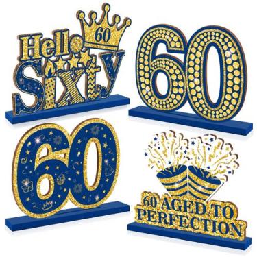 Imagem de Decorações de mesa RUMIA Happy 60th Birthday Blue Vintage