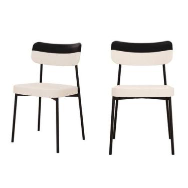 Imagem de Conjunto 2 Cadeiras de Jantar Mynna Tecido Mesclado Est.Preta - Metali