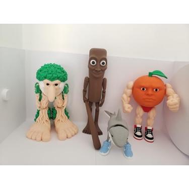 Imagem de Bonecos Colecionáveis Decorativos, Conjunto com 4 Figuras de Personagens em Plástico, Marrom, Verde e Laranja