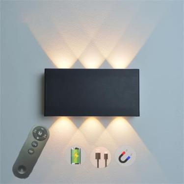 Imagem de Luminária de parede LED magnética interna Luminária de parede recarregável com bateria Luminária de parede com controle remoto Luminária de parede magnética interna Quarto Sala de estar (pre