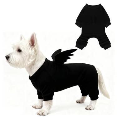 Imagem de Mihachi Pijama de Halloween para cães pequenos a grandes, meninos e meninas, casaco macio para animais de estimação, moletom quente de inverno, macacão elástico com asas de morcego, macacão de