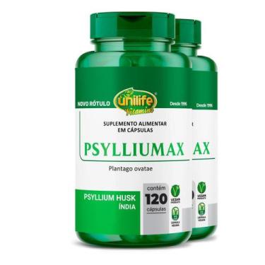 Imagem de Kit 2 Psyllium Unilife Psylliumax 120 Cáspulas